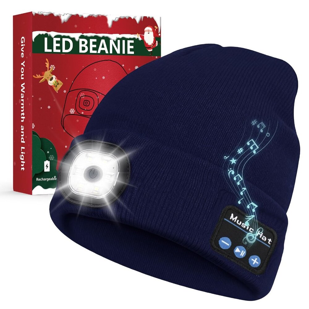Bluetooth Beanie with LED Light and Speakers Hand… - image 1